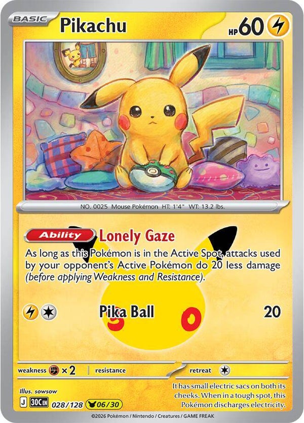 Pikachu 028/128 holo 30th Anniversary