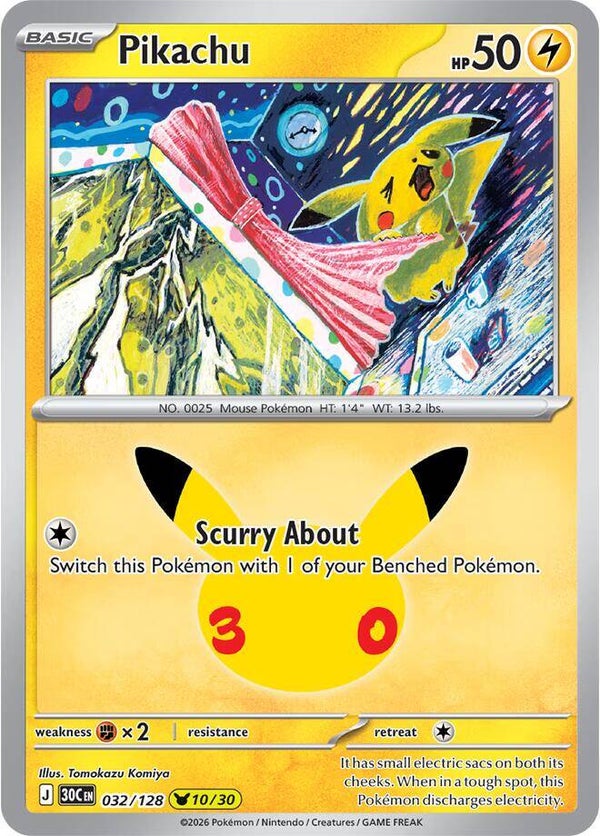 Pikachu 032/128 holo 30th Anniversary