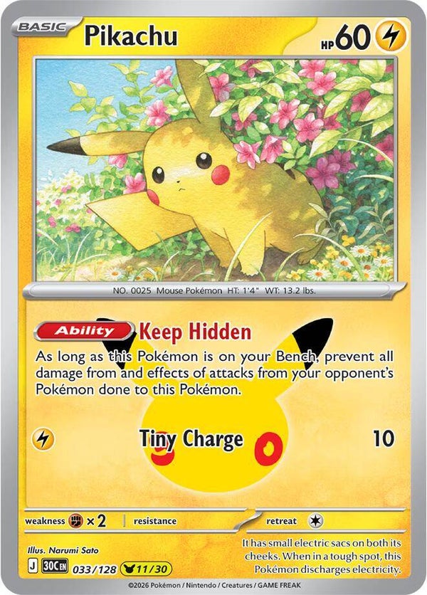 Pikachu 033/128 holo 30th Anniversary