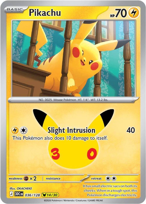 Pikachu 036/128 holo 30th Anniversary