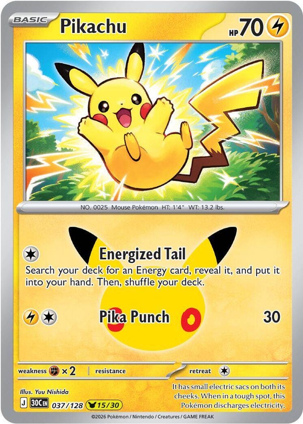 Pikachu 037/128 holo 30th Anniversary