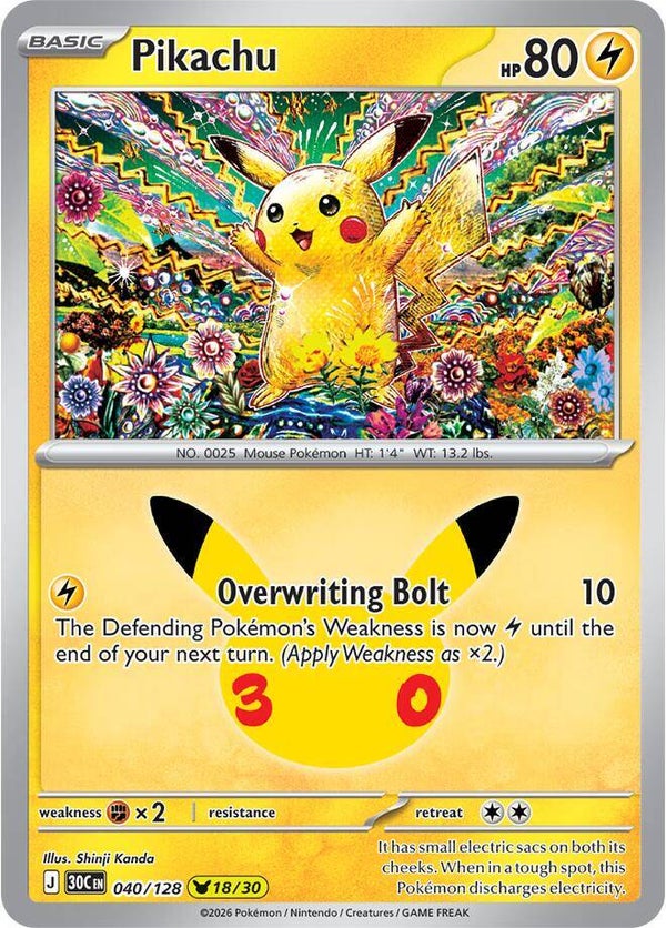 Pikachu 040/128 holo 30th Anniversary