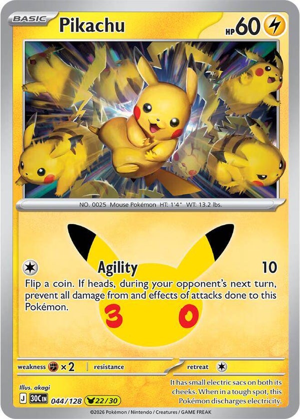 Pikachu 044/128 holo 30th Anniversary