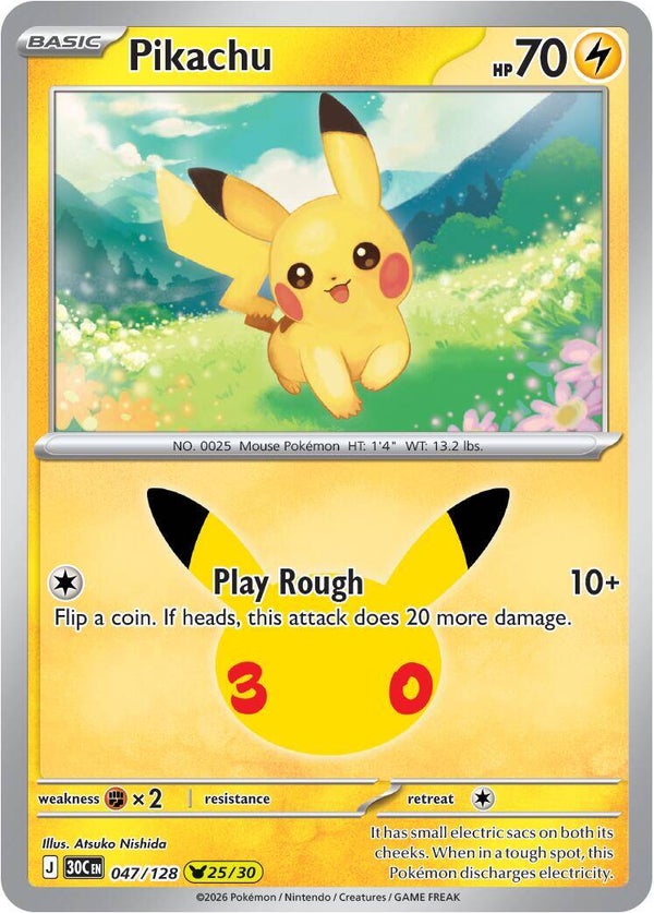 Pikachu 047/128 holo 30th Anniversary
