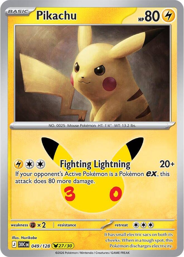 Pikachu 049/128 holo 30th Anniversary