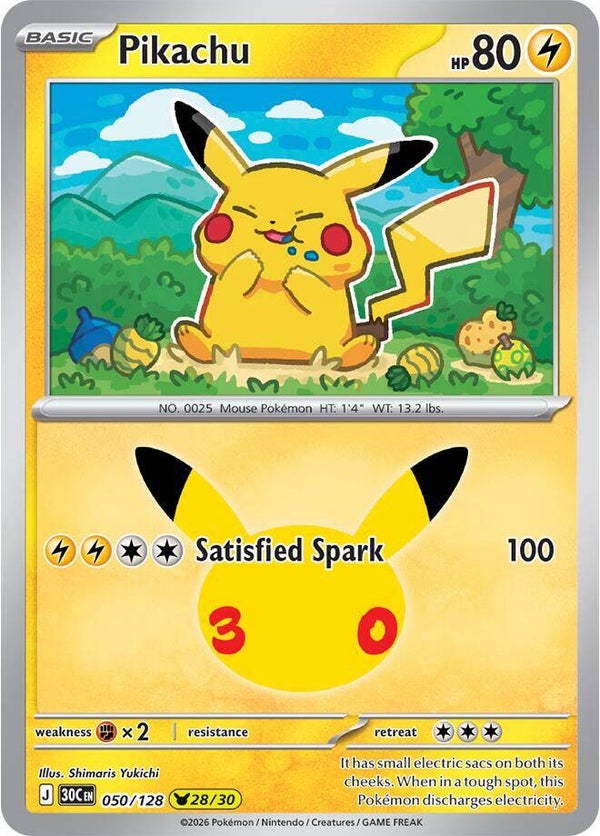 Pikachu 050/128 holo 30th Anniversary