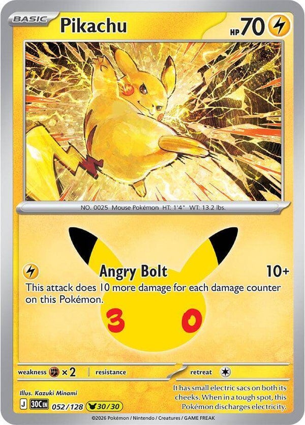 Pikachu 052/128 holo 30th Anniversary
