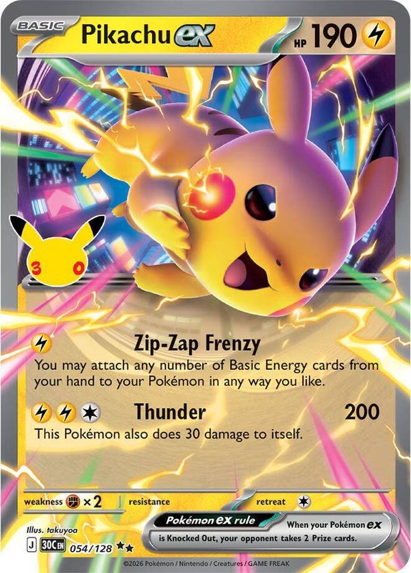 Pikachu EX 054/128 30th Anniversary