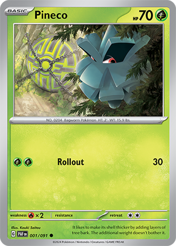 Pineco 001/091 reverse holo Paldean Fates