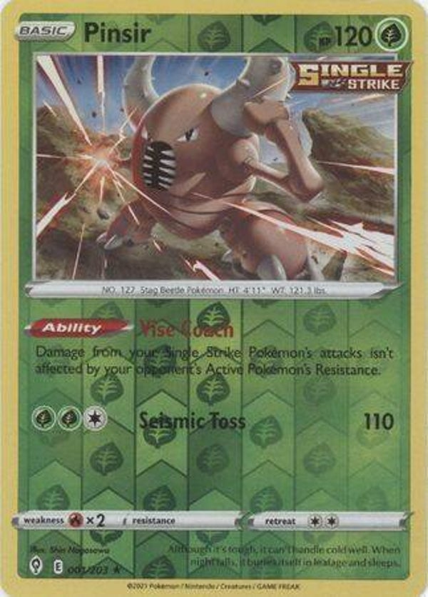 pinsir 001/203 reverse holo evolving skies