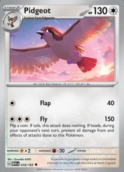 Pidgeot 018/165 reverse holo pokemon 151