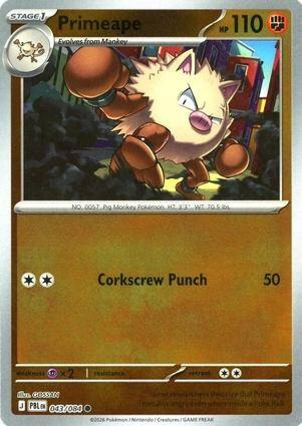 Primeape 043/084 reverse holo Pitch Black