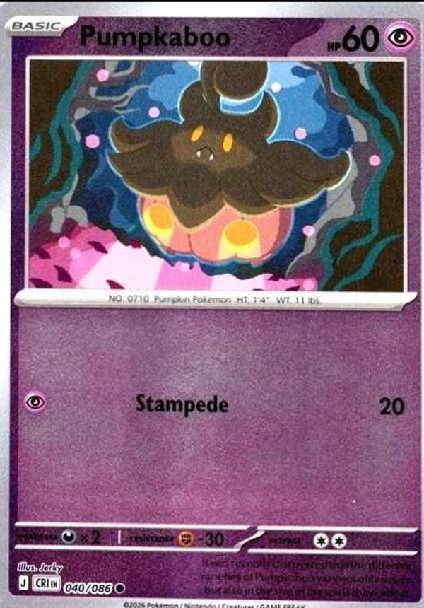 Pumpkaboo 040/086 reverse holo Chaos Rising