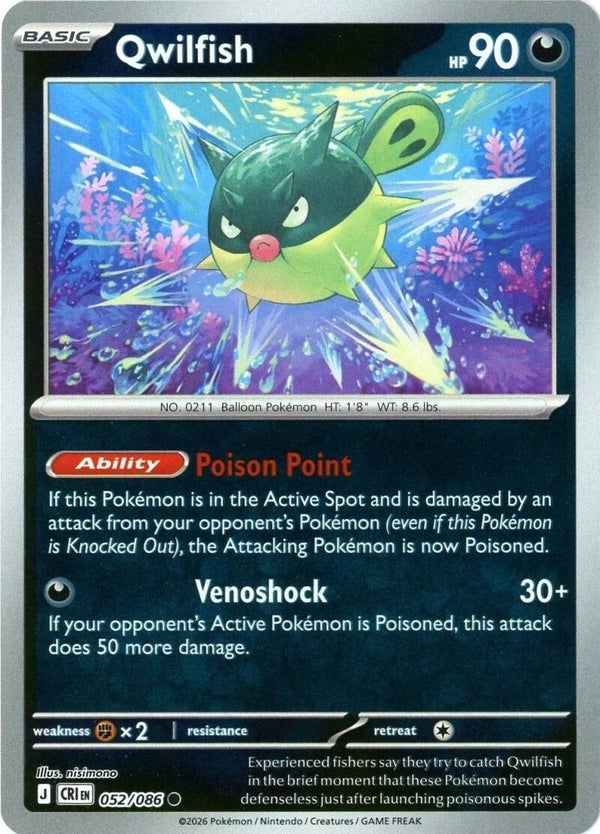Qwilfish 052/086 reverse holo Chaos Rising