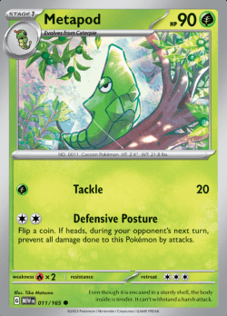 Metapod 011/165 reverse holo pokemon 151
