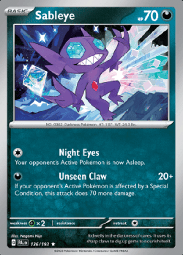 Sableye 136/193 reverse holo Paldea evolved