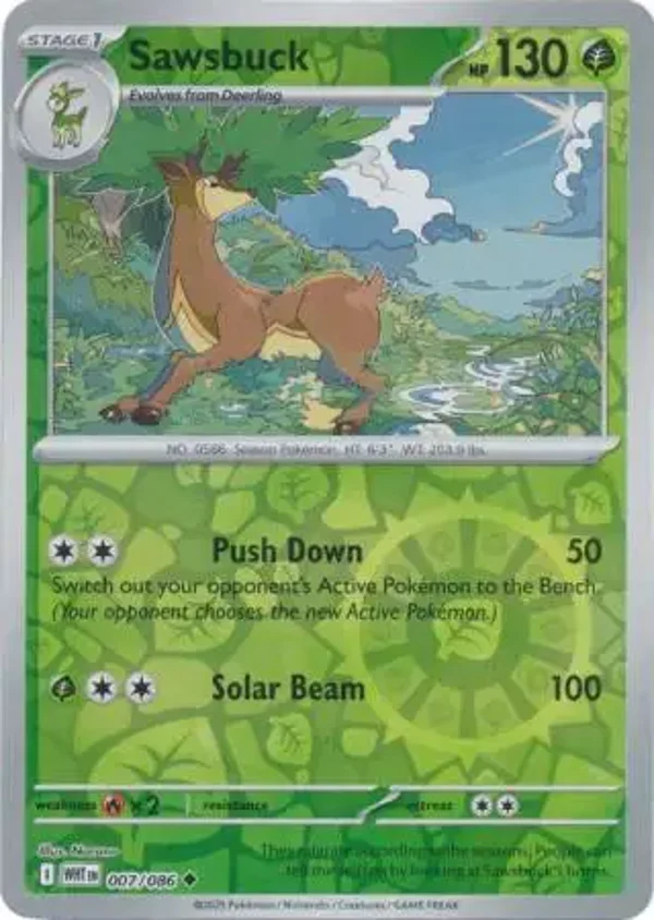 Sawsbuck 007/086 Reverse Holo White Flare