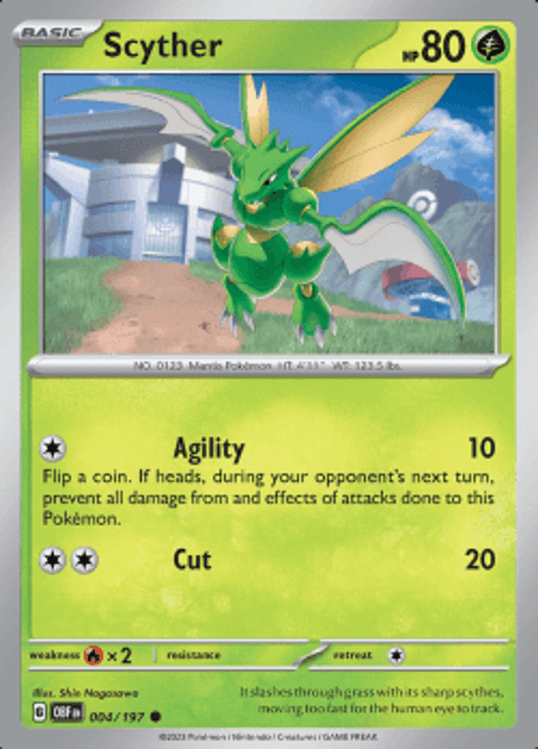 Scyther 004/197 reverse holo Obsidian flames