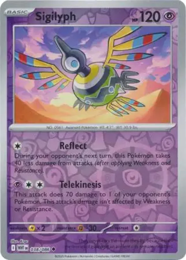 Sigilyph 038/086 Reverse Holo White Flare