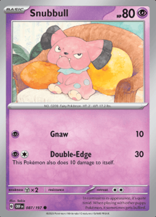 Snubbull 087/197 reverse holo Obsidian flames