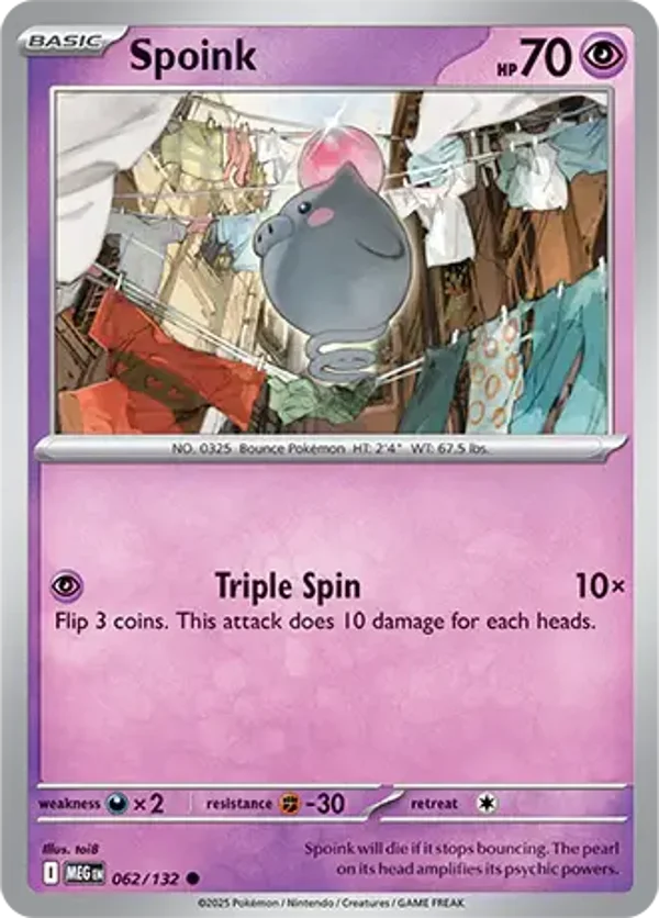 Spoink 062/132 Reverse Holo Mega Evolution