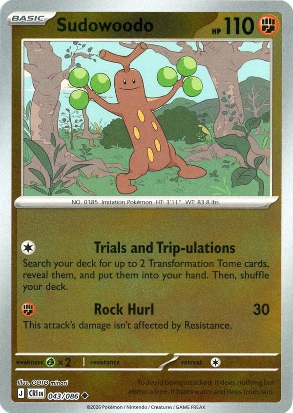 Sudowoodo 043/086 reverse holo Chaos Rising