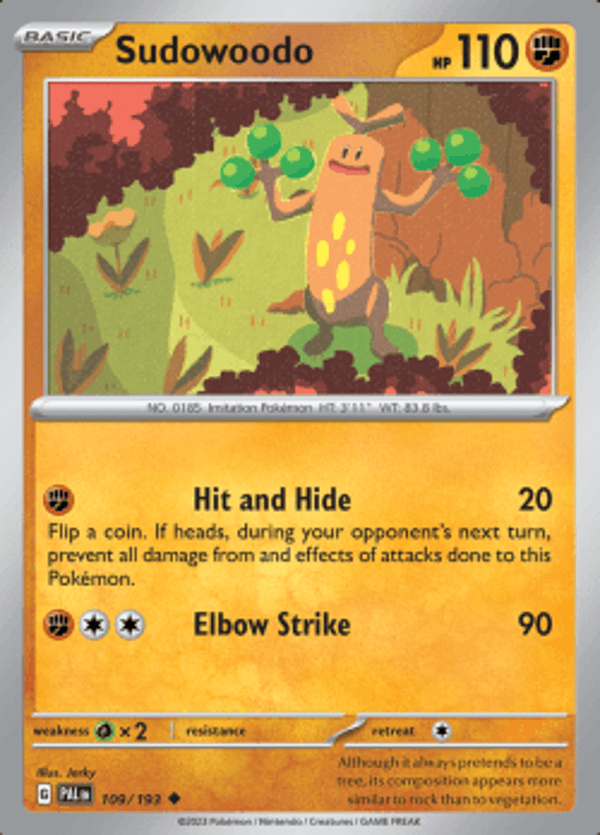 Sudowoodo 109/193 reverse holo Paldea evolved