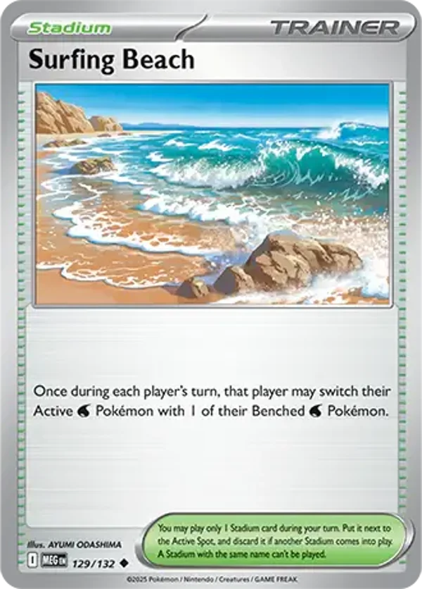 Surfing Beach 129/132 Reverse Holo Mega Evolution