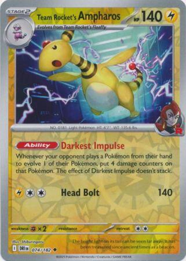 Team Rocket's Ampharos 074/182 Reverse Holo Destined Rivals
