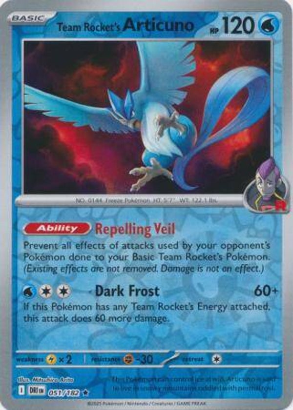 Team Rocket's Articuno 051/182 Reverse Holo Destined Rivals
