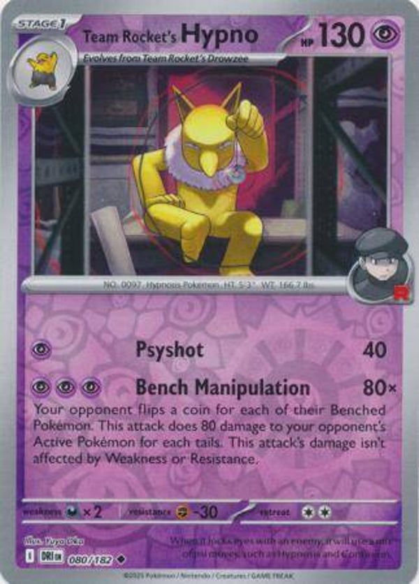 Team Rocket's Hypno 080/182 Reverse Holo Destined Rivals