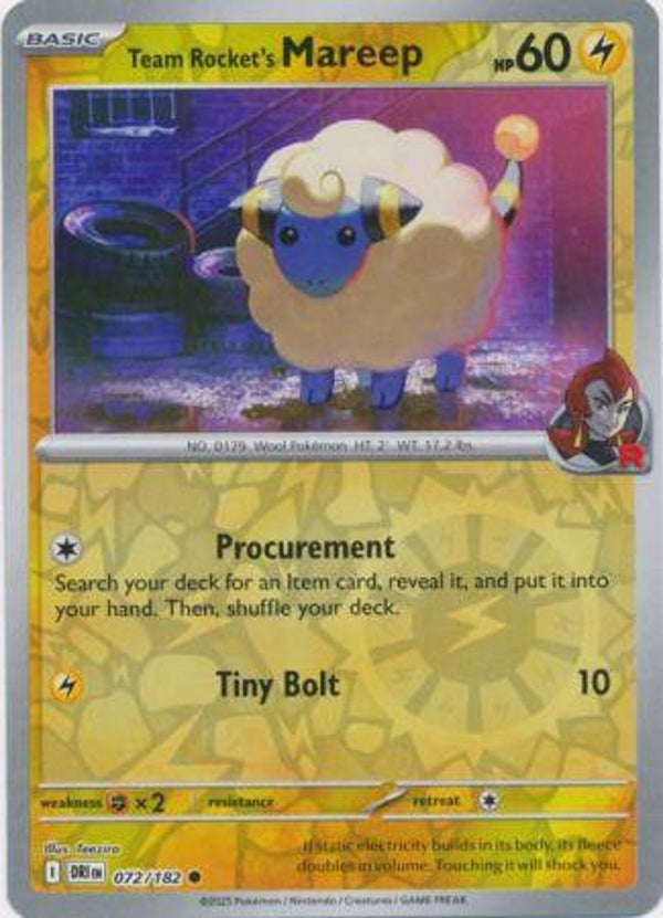 Team Rocket's Mareep 072/182 Reverse Holo Destined Rivals