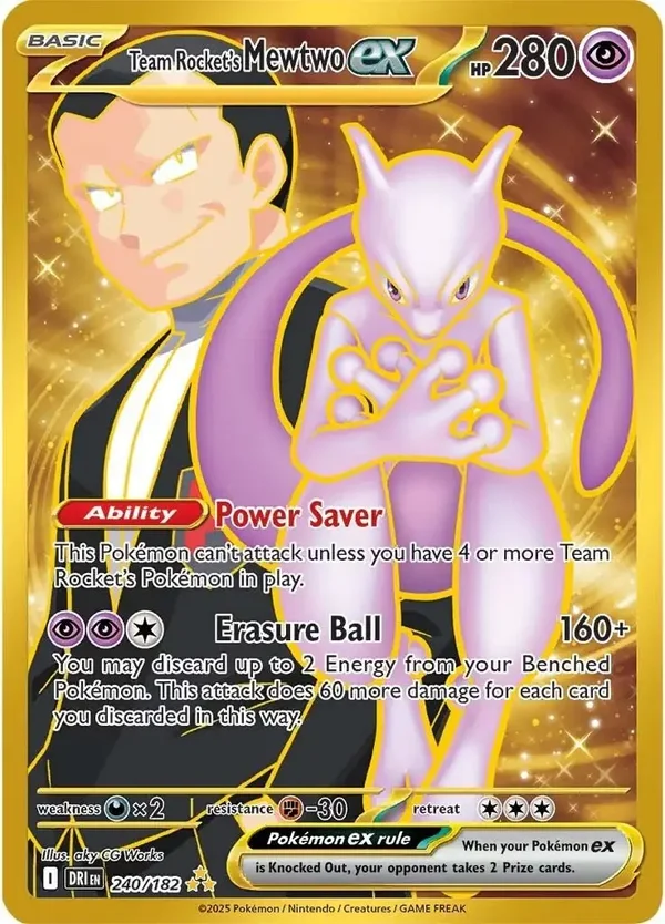 Team Rocket's Mewtwo EX (Gold) 240/182 Destined Rivals