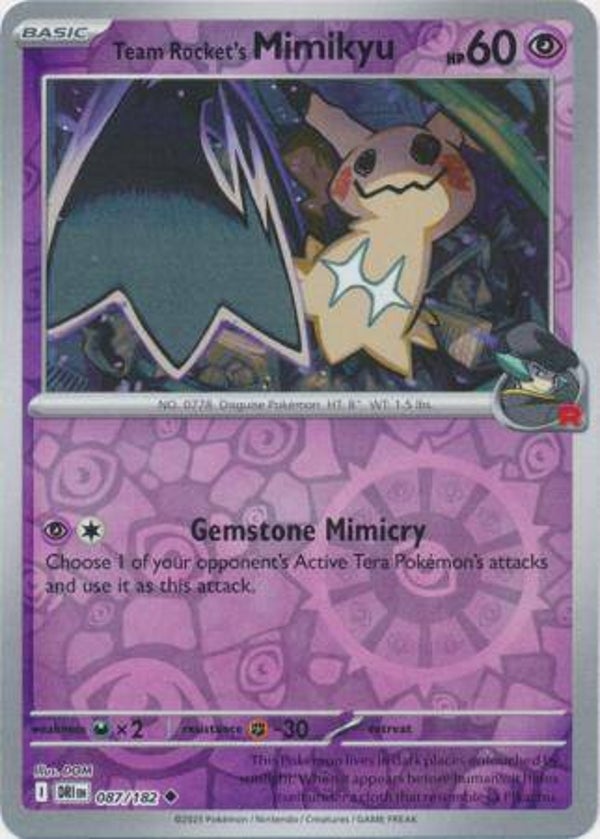 Team Rocket's Mimikyu 087/182 Reverse Holo Destined Rivals