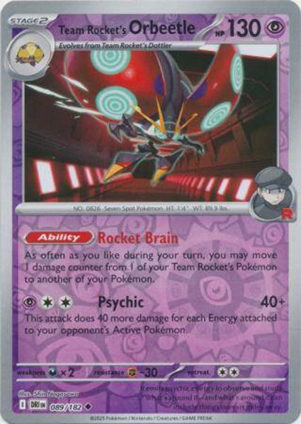 Team Rocket's Orbeetle 089/182 Reverse Holo Destined Rivals