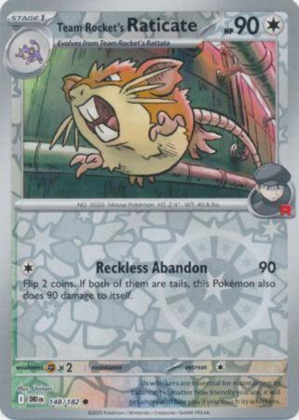 Team Rocket's Raticate 148/182 Reverse Holo Destined Rivals