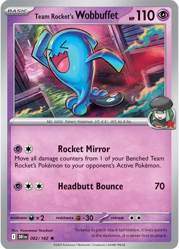 Team Rocket's Wobbuffet 082/182 Holo Destined Rivals