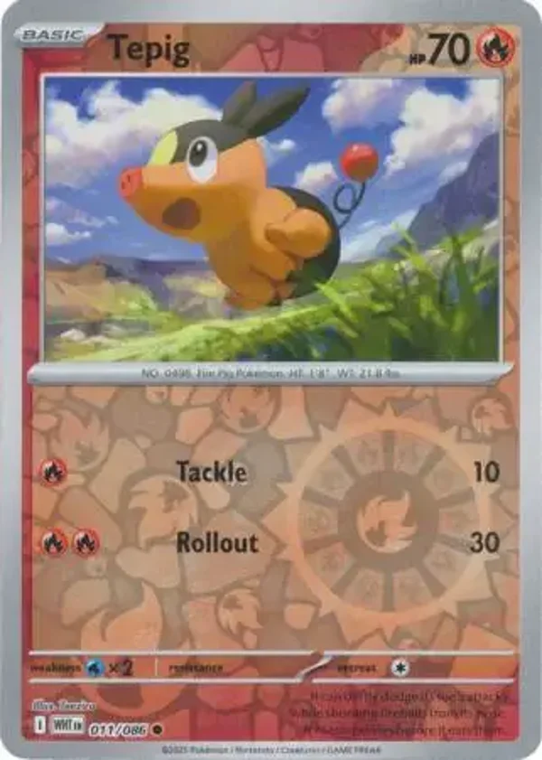Tepig 011/086 Reverse Holo White Flare