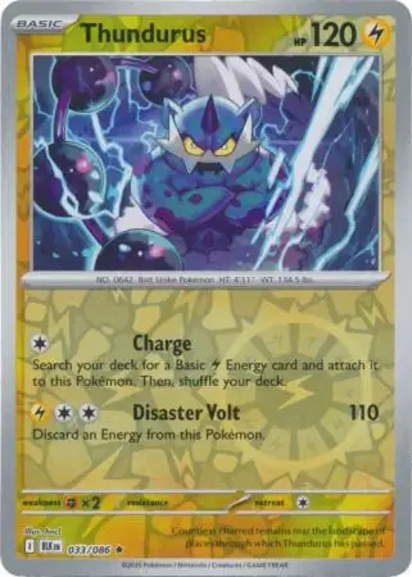 Thundurus 033/086 Reverse Holo Black Bolt