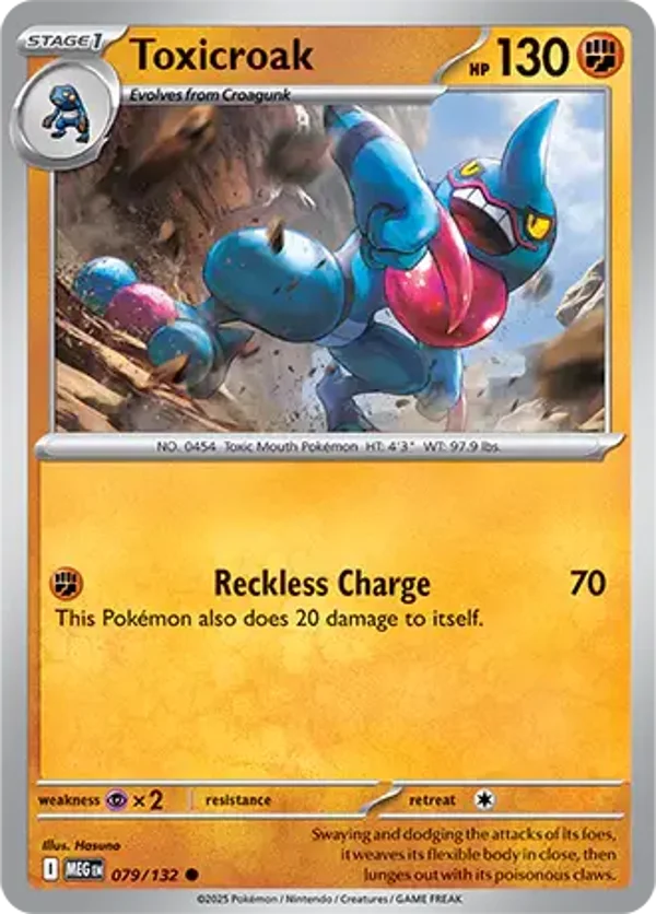 Toxicroak 079/132 Reverse Holo Mega Evolution