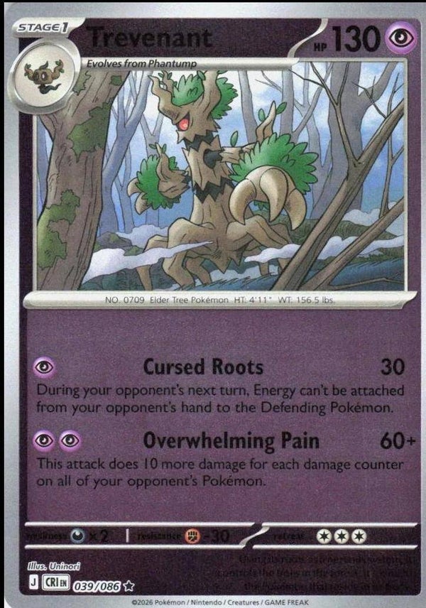 Trevenant 039/086 reverse holo Chaos Rising