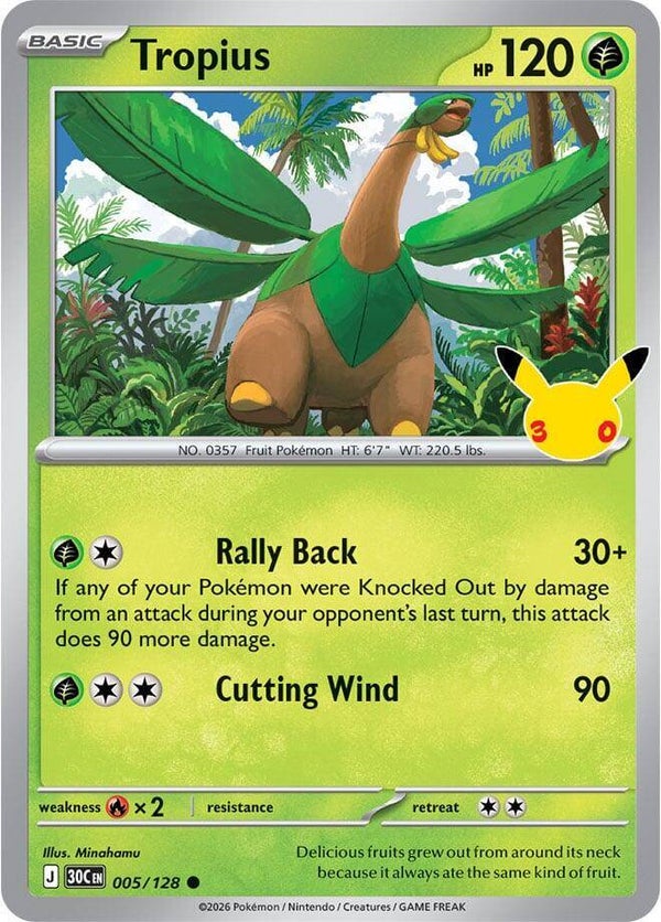 Tropius 005/128 holo 30th Anniversary