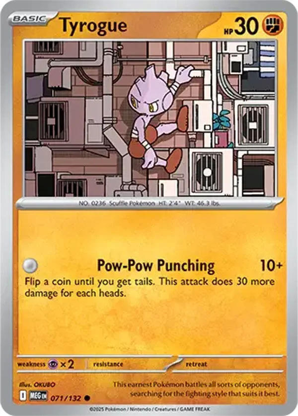 Tyrogue 071/132 Reverse Holo Mega Evolution