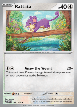 Rattata 019/165 reverse holo pokemon 151