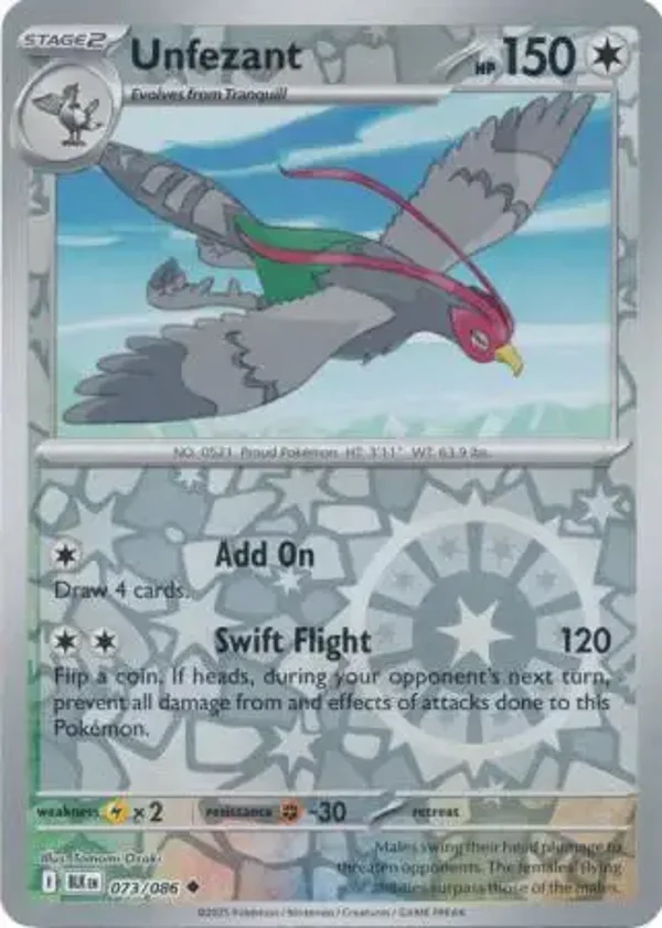 Unfezant 073/086 Reverse Holo Black Bolt