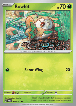 Rowlet 013/197 reverse holo Obsidian flames
