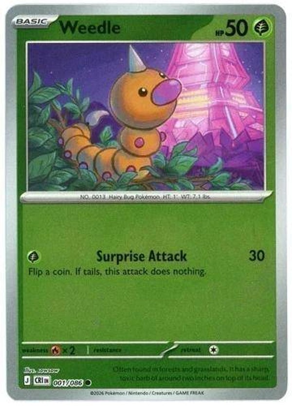 Weedle 001/086 reverse holo Chaos Rising