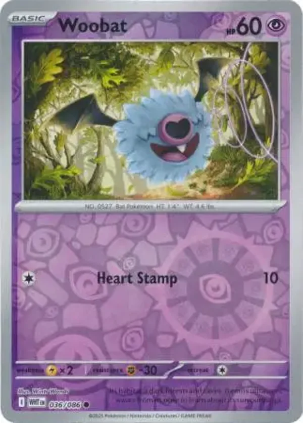 Woobat 036/086 Reverse Holo White Flare