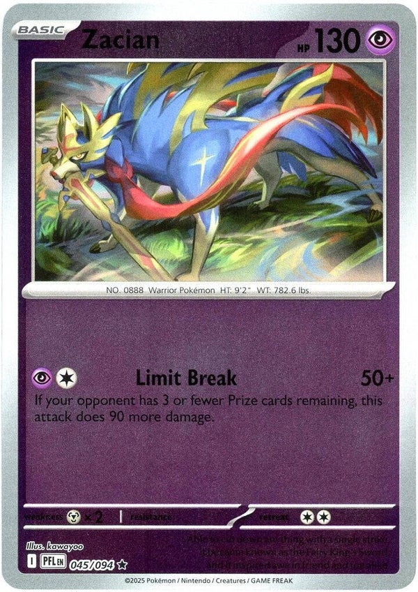 Zacian 045/094 Reverse Holo Phantasmal Flames