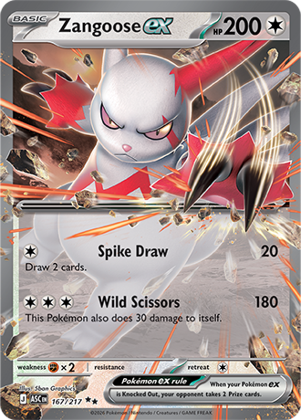 Zangoose EX 167/217 Ascended Heroes